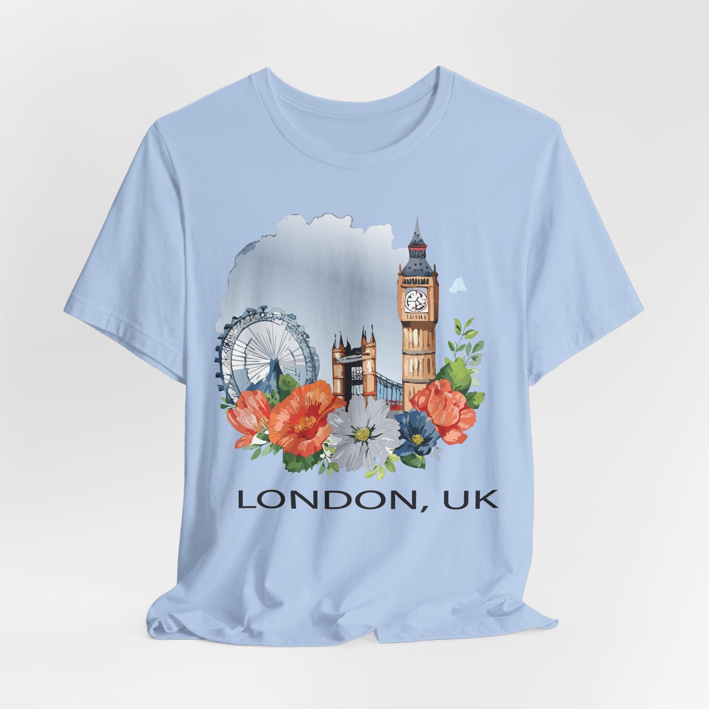 London Travel Shirt Graphic Tee Unisex Cotton Art Print Tee With Travel Prints