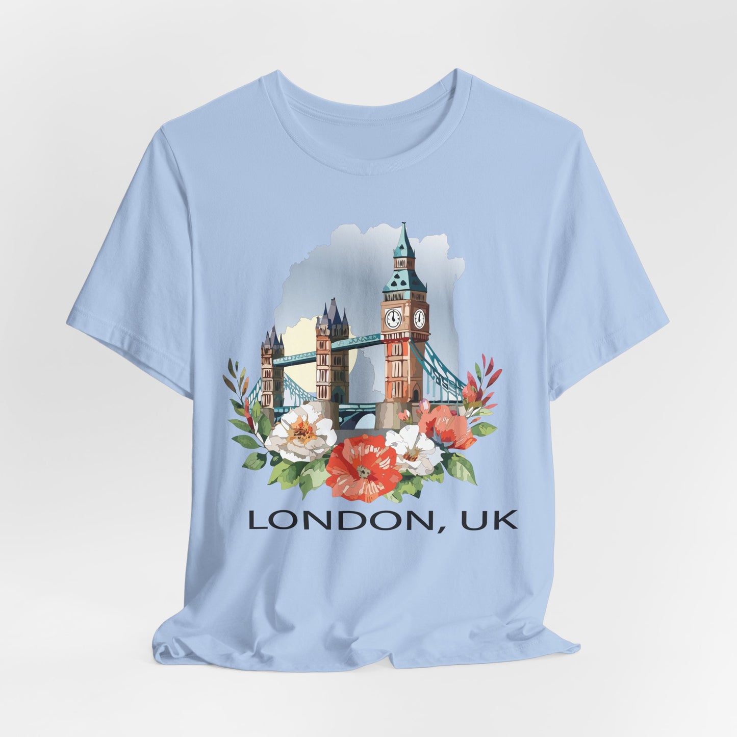 London Travel Shirt Unisex Graphic Tee With Travel Prints Cotton Design